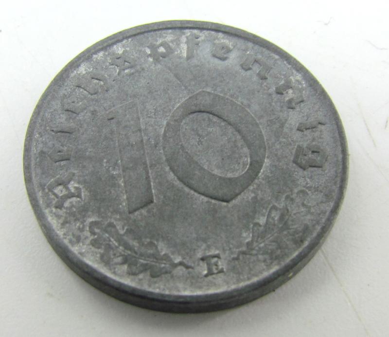 Original 1945 German 10 Reichspfennig Coin – Muldenhütten Mint (“E”)