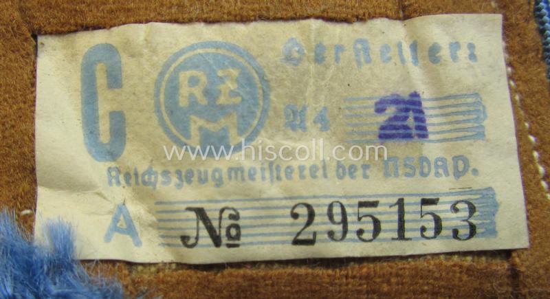 Fully matching pair of N.S.D.A.P.-type collar-patches (ie. 'Kragenspiegel für pol. Leiter') being a pair as was intended for an: 'N.S.D.A.P.-Stellenleiter' at 'Orts'-level that still retains its period-attached 'RzM'-etiket