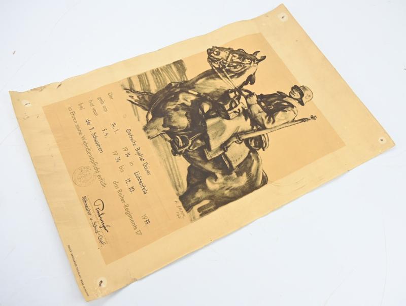 German Reichswehr Cavalry Certificate 1935