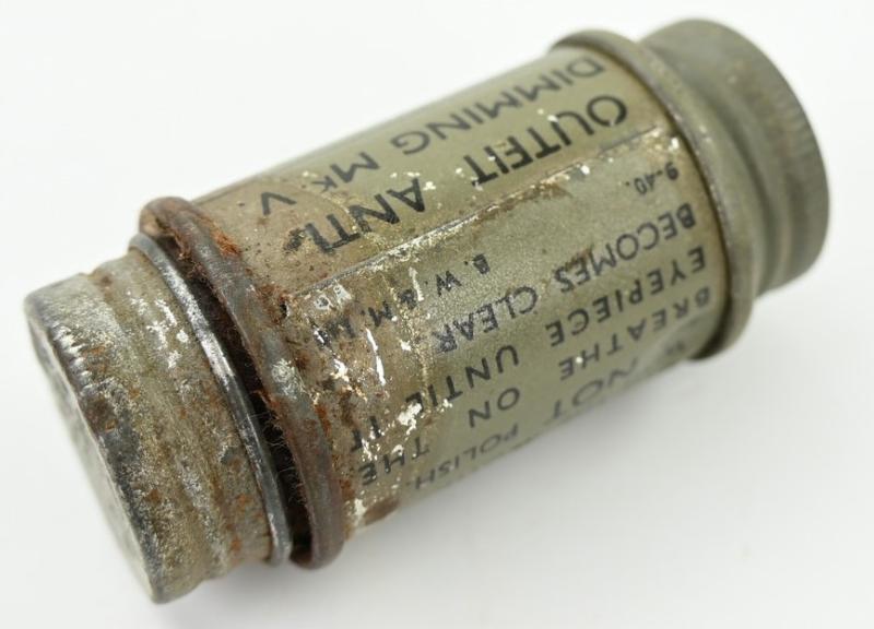 British WW2 Gasmask Anti-Dim Cloth Tin Can