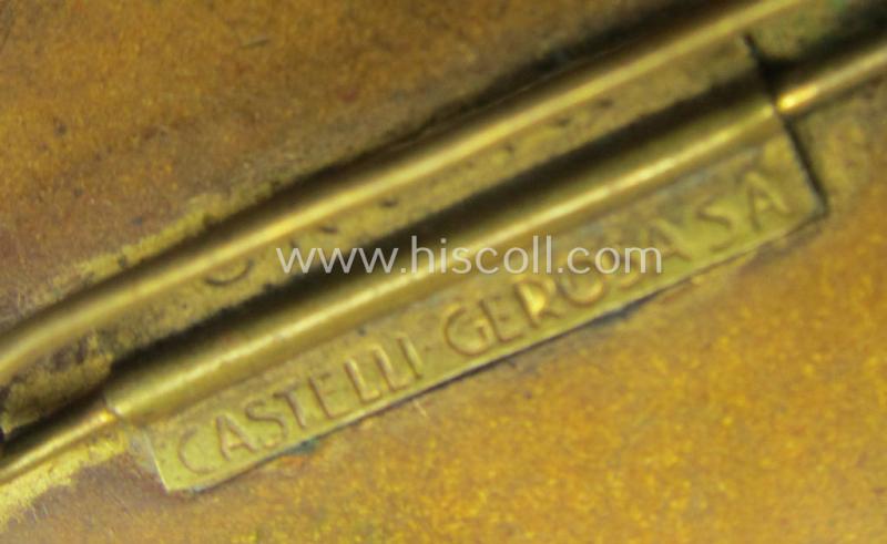 Attractive lapel-pin (ie. 'Veranstaltungsabzeichen') being a: 'Castelli Cerosa SA'-marked example as issued for the: 'Convegno Nazionale Bande Cori Fisarmoniche Danzatori Popolari - Roma Pza. di Sienna - Maggio XVI'
