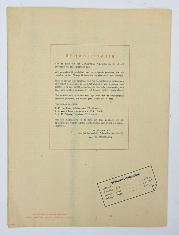 Dutch WW2 Resistance Magazine 'Ons Volk' 1945