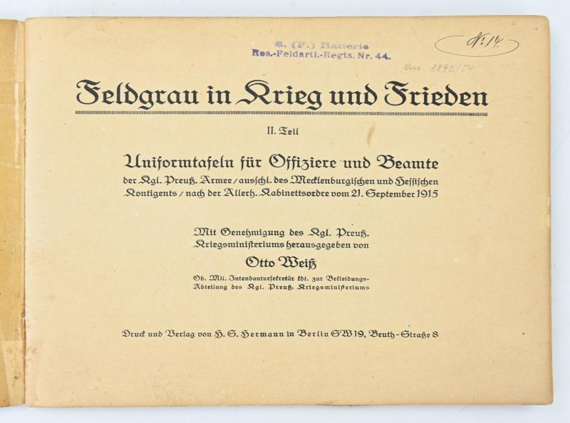 German WW1 Booklet 'Feldgrau in Kreig und Frieden'