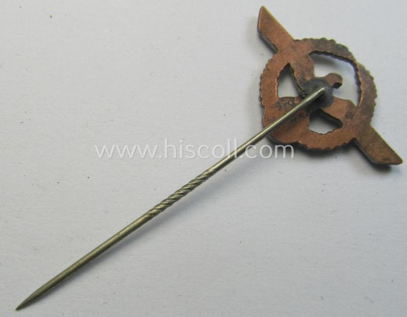 Attractive - and unusally found! - smaller- (ie. 3,5 cms.) wide-sized and 'Cupal'-based, 'Deutsche Polizei' (or: German police) lapel-pin sigifying membership witin the 'Deutsche Polizei' as was intended for usage on the civil-attire