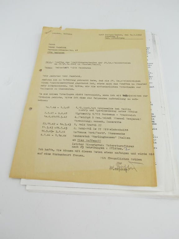 Report of a meeting of members of the Luftwaffe 21st Field Division