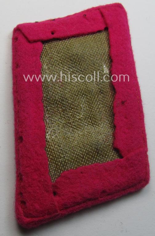 Single, WWII- (ie. TR-) period, woolen-based fire-brigade (ie. 'Feuerwehr'-) related collar-tab (ie. 'Kragenspiegel') as was (I deem) specifically intended for: 'Werkfeuerwehr'-staff