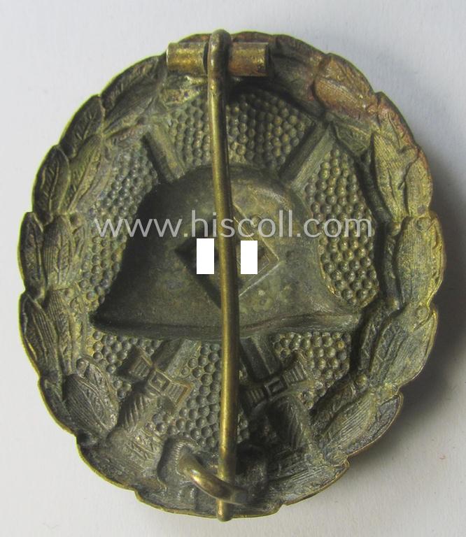 Luxuriously-styled, early-pattern silver-class wound-badge (ie.: 'Verwundeten Abzeichen in Silber') being a detailed so-called: 'Spanish Civil-War'-version that comes in a just moderately used- and/or worn, condition