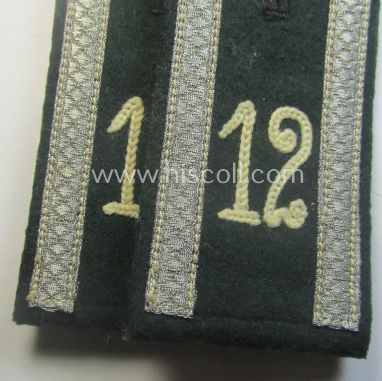 Pair of WH (Heeres) neatly 'cyphered' ('M36'- ie. 'M40'-pattern and/or pointed-style) NCO-type shoulderstraps: 'Uffz. des Infanterie-Rgts. 12'