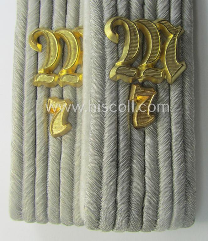 'Virtually mint- ie. unissued' pair of neatly 'cyphered', WH (Heeres) officers'-type shoulderboards: 'Leutnant der Infanterie u. Mitglied des Maschinengewehr-Abtlgs. 7'