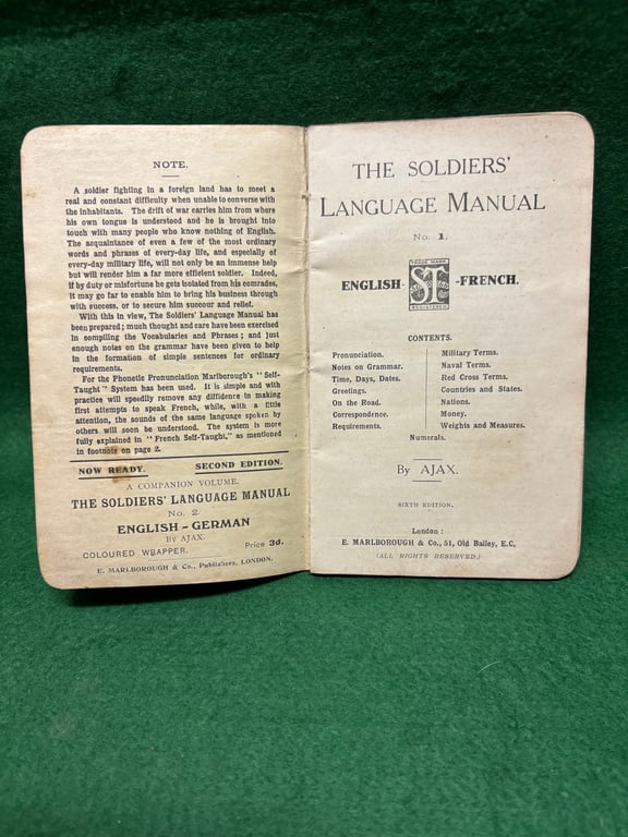 The Active Service French Book -English French Soldiers Dictionary
