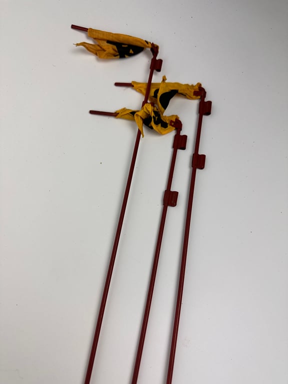 SET OF 3 GERMAN WW2 LAND MINE MARKER WARNING FLAG (SALTZ SPURFAHNCHEN)