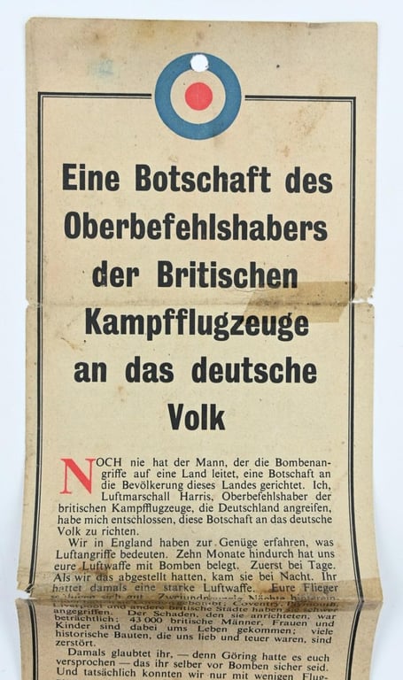 Allied WW2 Droppingsflyer 'Botschaft'