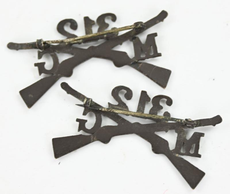 US WW1 312th MG Battalion officer collar rifles