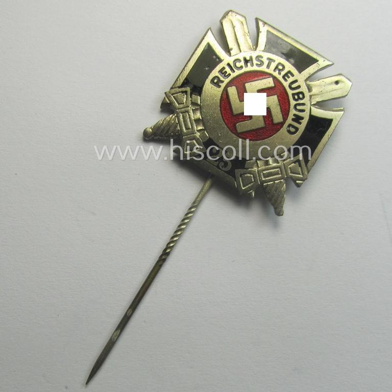 Membership lapel-pin (or: 'Mitgliedsabzeichen') aka: 'Ehrennadel für 25jährige Mitgliedschaft im Reichstreubund ehemaliger Berufssoldaten (o. RTB)' being a maker- (ie. 'Gante - Berlin'-) marked example