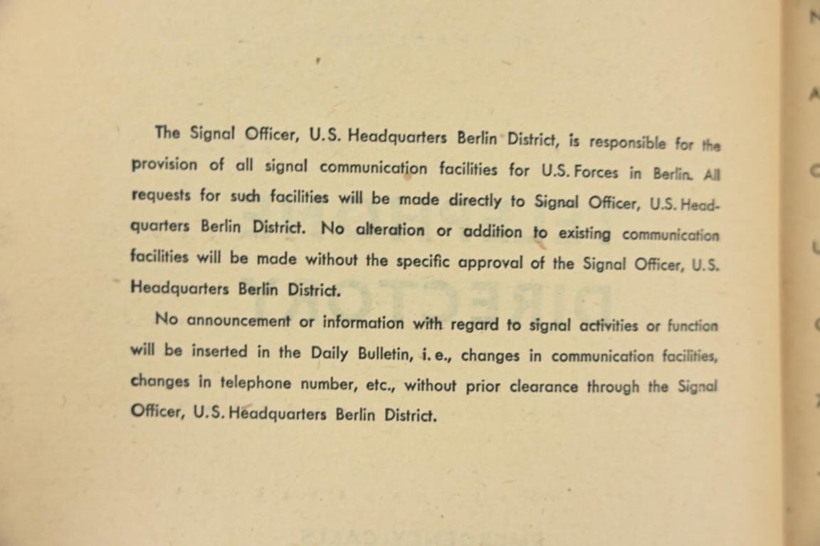 US Headquarters Berlin Telephone Directory