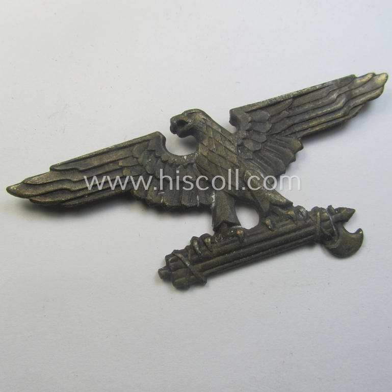 Superb, Italian Waffen-SS 'volunteer' visor-cap eagle as was specifically intended for usage by the soldiers of the: '29. Waffen-Grenadier-Div. der SS' ('Italienische Nr. 1' or: 'Legione SS Italiana')