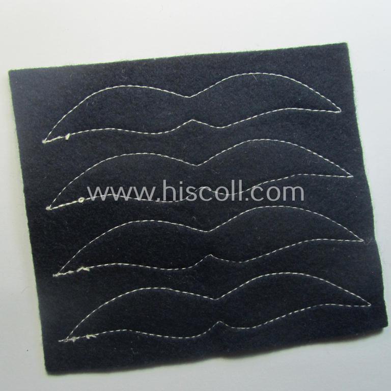 Single - but nevertheless scarcely found! - WH (LW) darker-blue-coloured- and/or smooth-woolen-based, NCO-type rank-patch (aka 'moustache'): 'Oberfeldwebel' (ie. sergeant first-class)