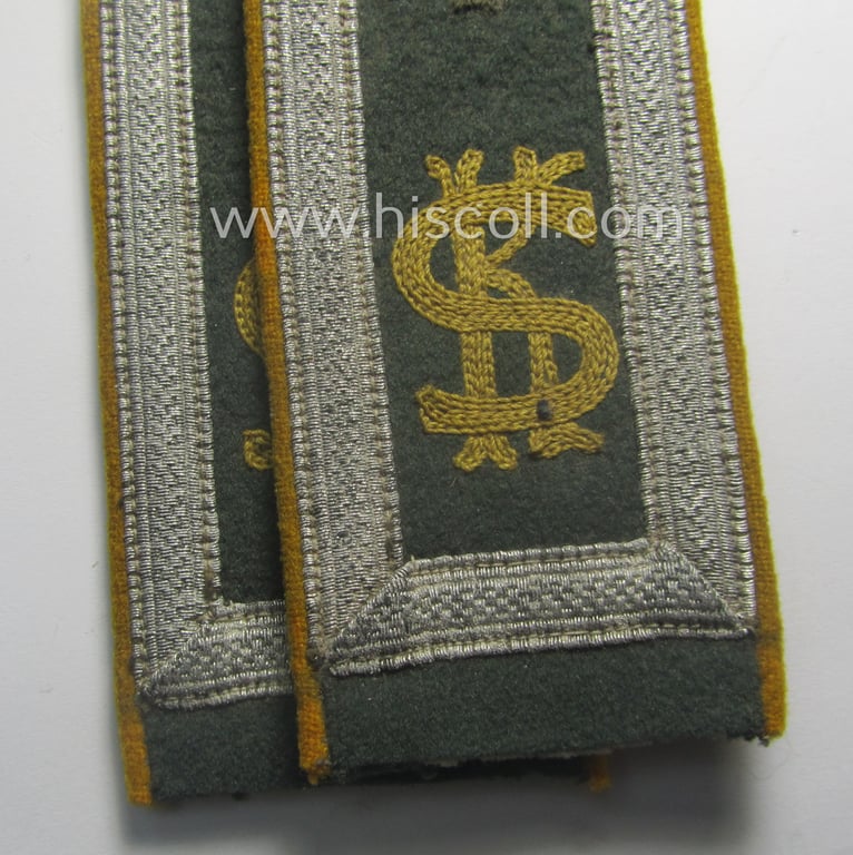 Pair of early-period- (ie. post-'Reichswehr'), WH (Heeres) 'cyphered' NCO-type shoulderstraps as was specifically intended for an: 'Unteroffizier u. Mitglied einer Kavallerie-Schule'