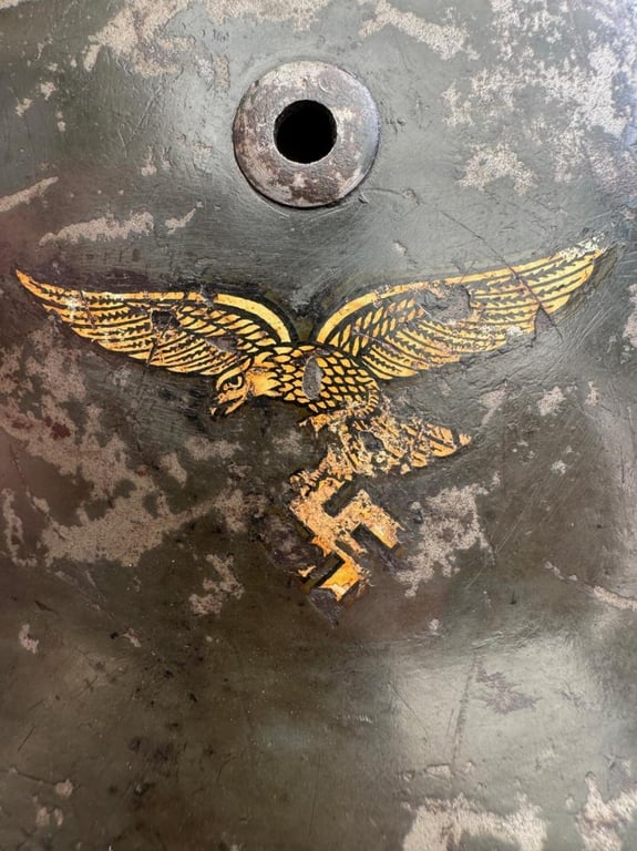 Early M35 Luftwaffe DD Helmet With Droop Tail Eagle ET64