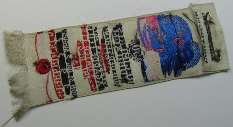 Neat - and with certainty unusually seen! - commemorative and/or: 'silk'-based, so-called: 'Veranstaltungsabzeichen' depicting a building coupled with the text: '50. Regiments-Jubiläum - Wiedersehens-Appell', Saarbrücken - 31. Juli - 2. August...