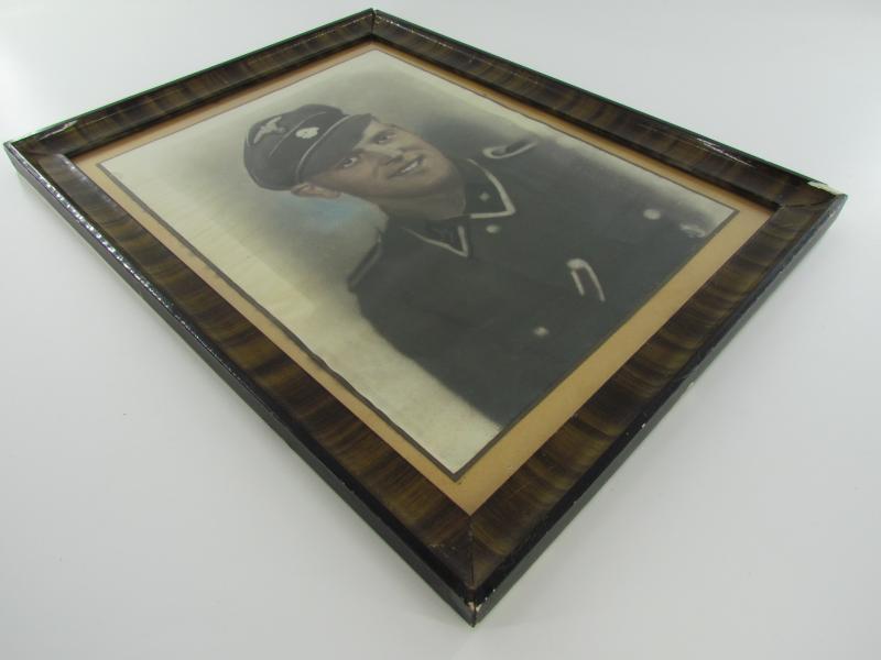 Large Portrait Photo of an SS Panzer Soldier ( KIA Riga 1944 )