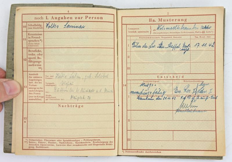 German LW Wehrpass 'Inspector Friedrich Lahm'