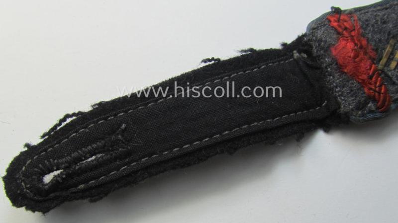 Attractive - albeit regrettably single! - WH (Luftwaffe ie. Hitlerjugend-) related- and unusally 'cyphered', so-called: 'Flakhelfer'-shoulderstrap as was intended a: 'Flakhelfer' (ie. later-war-period, youthful, anti-aircraft staff-member)