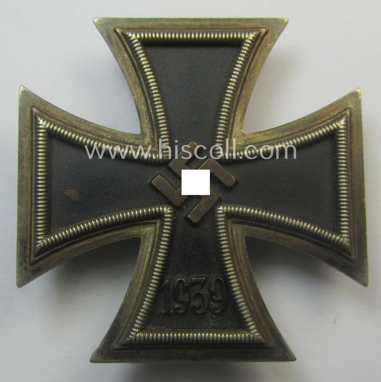 Early-period, 'Eisernes Kreuz 1. Klasse' (ie. Iron Cross 1st class) being an early-pattern (and non-maker-marked) example by the: 'Wilh. Deumer'-company that comes as issued and recently found