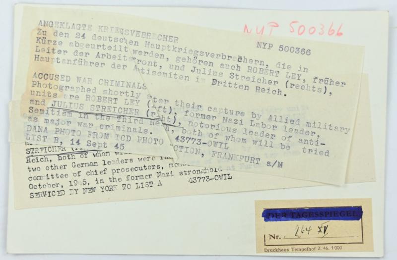 Allied Press 'Mug-Shot' Picture of Nuremberg Trail Members