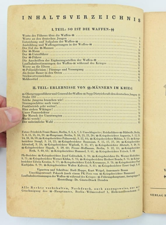 German Waffen-SS Recruitment Booklet 'Dich Ruft die SS'