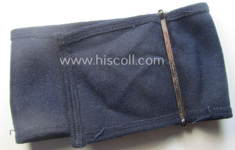 Darker-blue-coloured- and/or woolen-based so-called: 'Reichspost'-related armband (ie. 'Armbinde') being of the 'woven'-type and that comes in a moderately used- ie. worn, condition