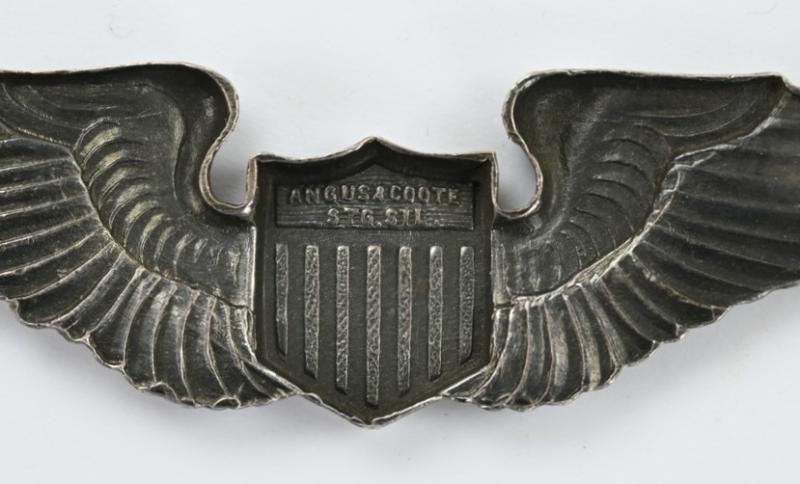 USAAF WW2 Australian Made Sterling Pilot Wing 'Angus & Coote'