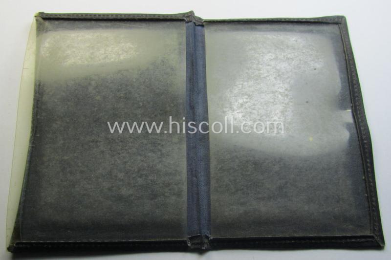 Attractive, period, WH (Luftwaffe) darker-blue-coloured- and/or artificial-leather protective ID-document-cover (ie. 'Hülle') as was intended for storage of a: 'Flieger-Ausweis' (or LW-pilots' identity-document)