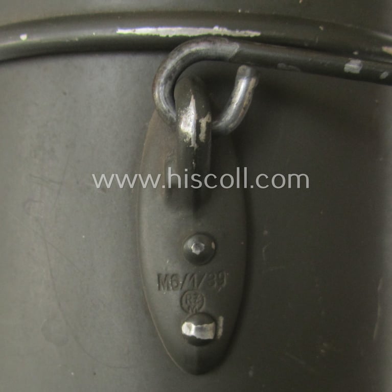 Neat - and scarcely found! - pre-war-period, field-grey-coloured (typical) 'SS-VT o. Waffen-SS'-related, 'M31-pattern' messkit (clearly marked: 'RZM M6/1/39')