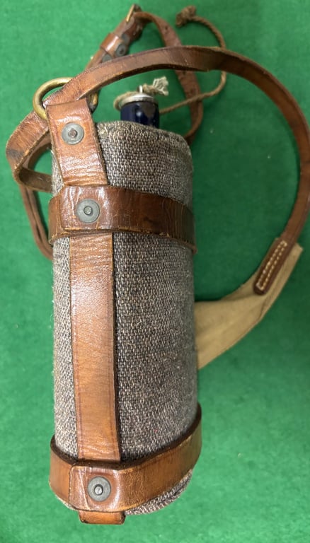 WW1 Dismounted Services Water Bottle with Shoulder Strap-Unit Marked 143 RGA