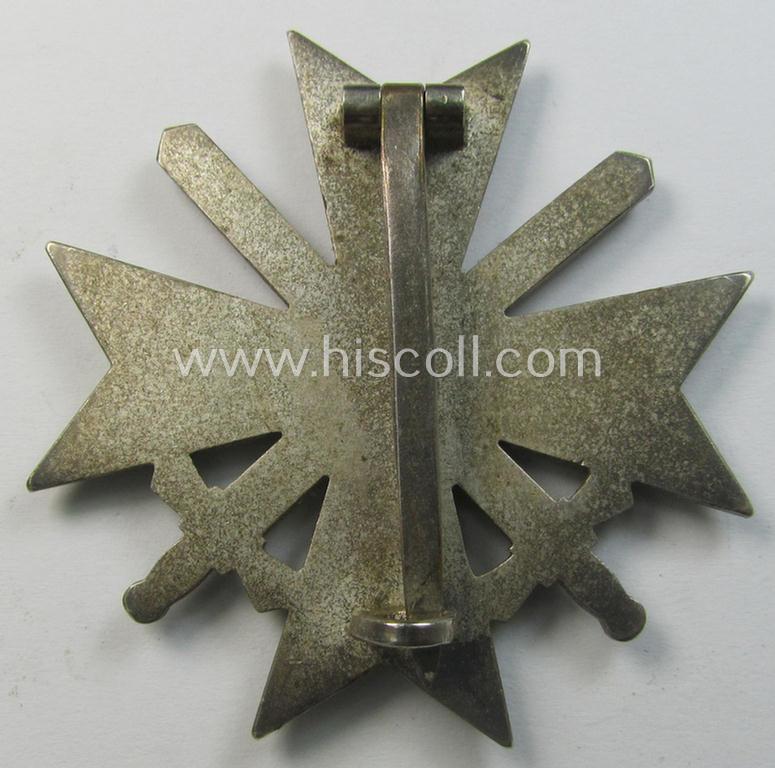Attractive - and just moderately used- ie. worn! - 'Kriegsverdienstkreuz 1. Klasse mit Schwertern' being a non-maker-marked specimen that is executed in typical, silverish-coloured metal (ie. 'Buntmetall')