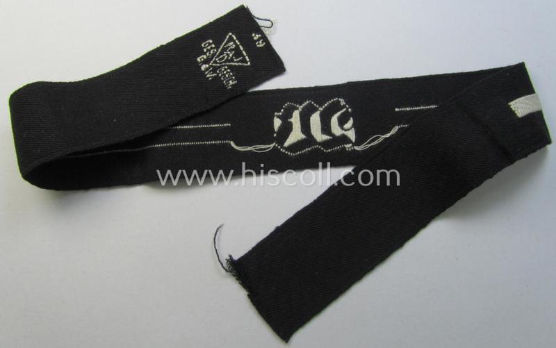 Attractive, RAD (ie. 'Reichsarbeitsdienst') EM- (ie. NCO-) pattern, commemorative cuff-title (ie. 'Dienstärmelstreifen') depicting a capital 'W'-character (as was intended for non-commisioned-staff working on the various 'Westwall'-fortificat...