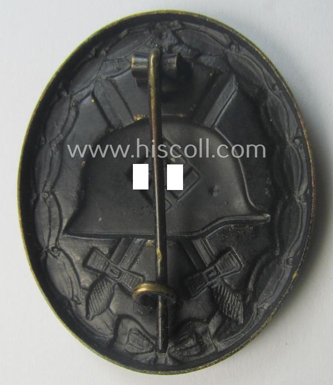 Moderately used- and/or worn, black-class wound-badge (or: 'Verwundeten-Abzeichen in Schwarz') being a typical non-magnetic and/or non-maker-marked example