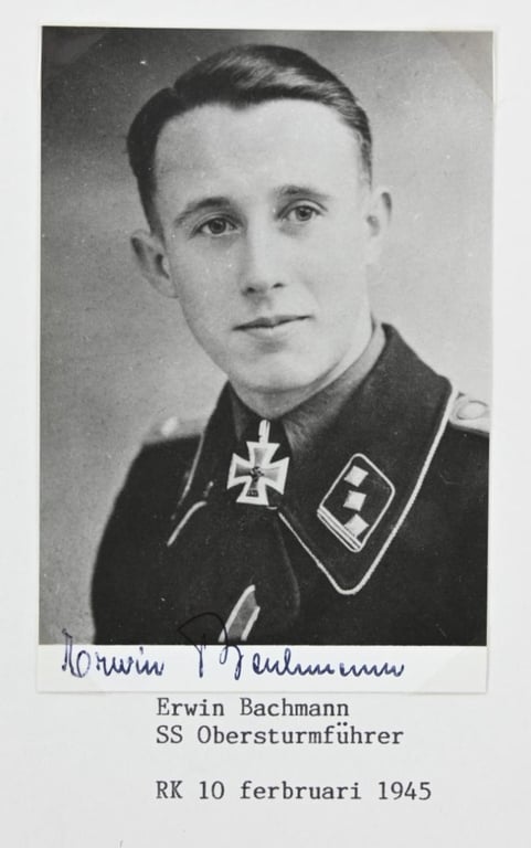 Signature of Waffen-SS KC Recipient 'Erwin Bachmann'