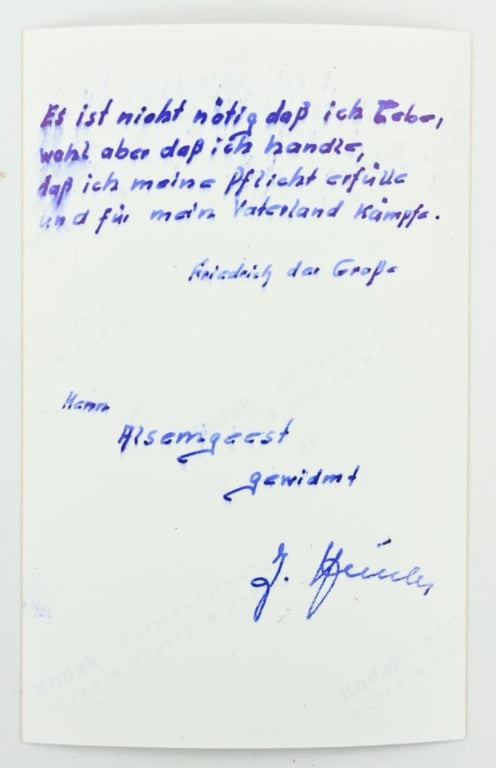 Signature of Wehrmacht Heer KC&OLC Recipient 'Josef Anton Heichele'