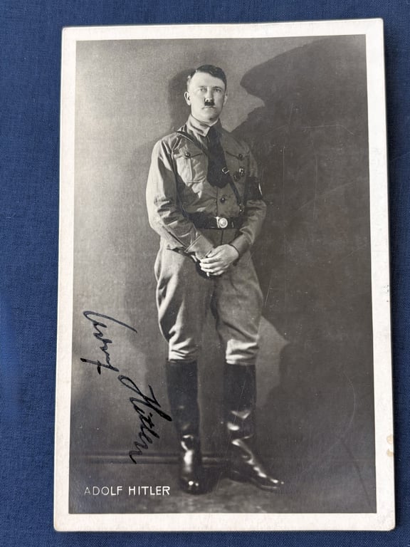 Extremely Rare Early 1920s Authentic Adolf Hitler Hand Signed Ink Signature on a Hoffmann Postcard.  ADDITIONAL PHOTOS