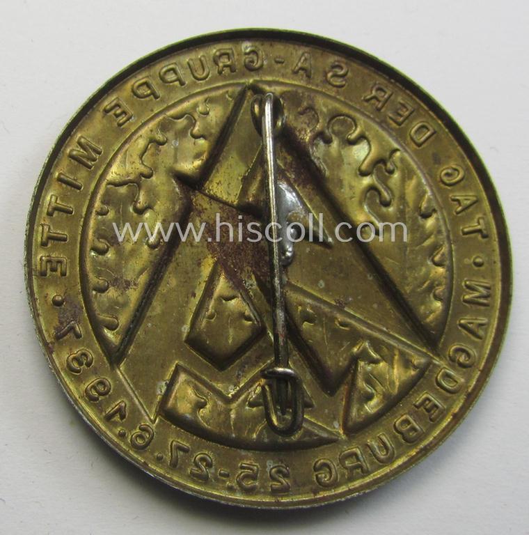 Commemorative, SA- (ie. 'Sturmabteilungen'-) related 'tinnie': 'Tag der SA-Gruppe Mitte - Magdeburg - 7./8.6.1937'