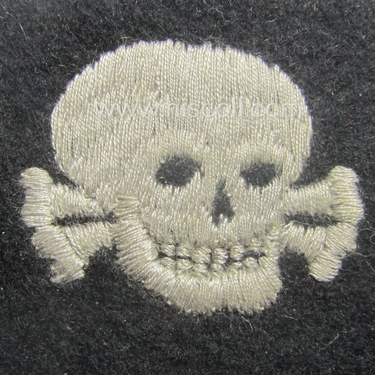 Superb (and I deem early- ie. mid-war-pattern) 'SS'- (ie. 'Waffen-SS'-) so-called: 'RzM-style'-collar-tab (being a so-called: 'pumpkin-head-variant') for usage within the: '3. SS-Panzer-Division' “Totenkopf”