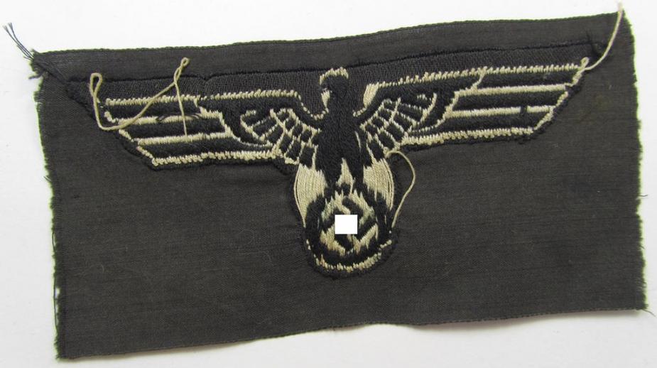 WH (Heeres) early- (ie. pre-) war-period- and/or white-coloured 'Panzer'-type breast-eagle of the so-called: 'M36-pattern' as was executed in the neat 'BeVo'-weave pattern on a black-coloured background