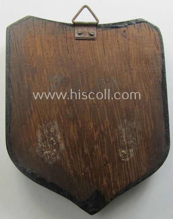 Golden-bronze-toned, so-called: 'nichttragbarer Ehrenpreis' (ie. commemorative-plaque) showing the text: 'Standort-Segel-Wettfahrten 1. Preis' and engraving: 'Mürwik - 8.St.S.W. - 7.6.1939'