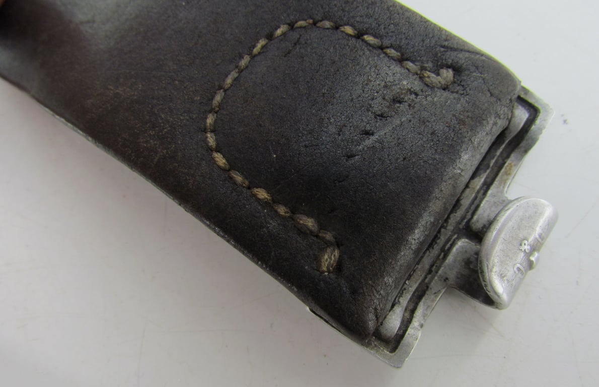 Early Wehrmacht leather equipment belt with aluminum hook (O&C)