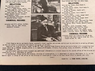 AUTHENTIC ORIGINAL BONNIE & CLYDE ISSUED WANTED POSTER...