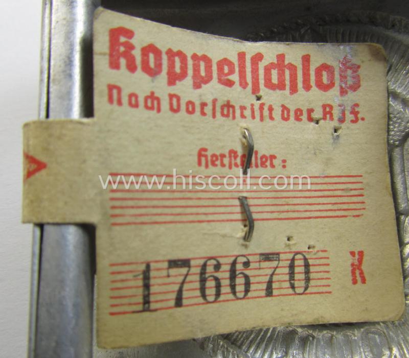 Attractive - and actually rarely encountered! - 'HJ- o. Hitlerjugend'-belt-buckle being a clearly maker- (ie. 'RzM M4/44'-) marked example that comes in an overall wonderful- (ie. 'virtually mint'-), condition