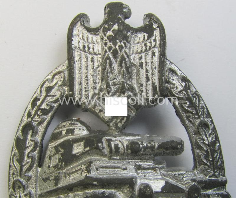 Attractive, 'Panzerkampfabzeichen in Silber' (or: silver-class panzer assault badge or PAB) being a zinc- (ie. 'Feinzink'-) version (of the so-called: 'hollow-zinc, Type D'-variant) as was procuced by the: 'Wilhelm Deumer'-company