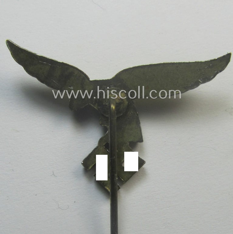 Bright golden-toned lapel-pin (ie. 'Zivilabzeichen') to be worn on the civil attire as was intended for usage by the various staff-members of the 'Luftwaffe' (depicting an early-pattern- ie. 'down-tailed'-eagle-device)